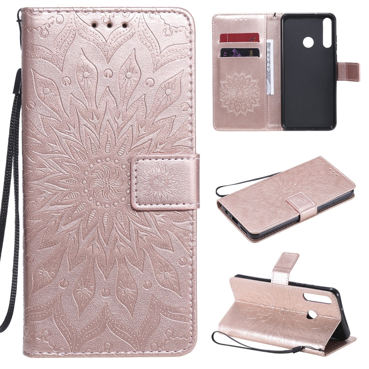 Embossed Sunflower Pattern Horizontal Flip PU Leather Case with Holder & Card Slots & Wallet & Lanyard, For Huawei Y6p, For Huawei Honor 9A, For Huawei Honor 30 Pro