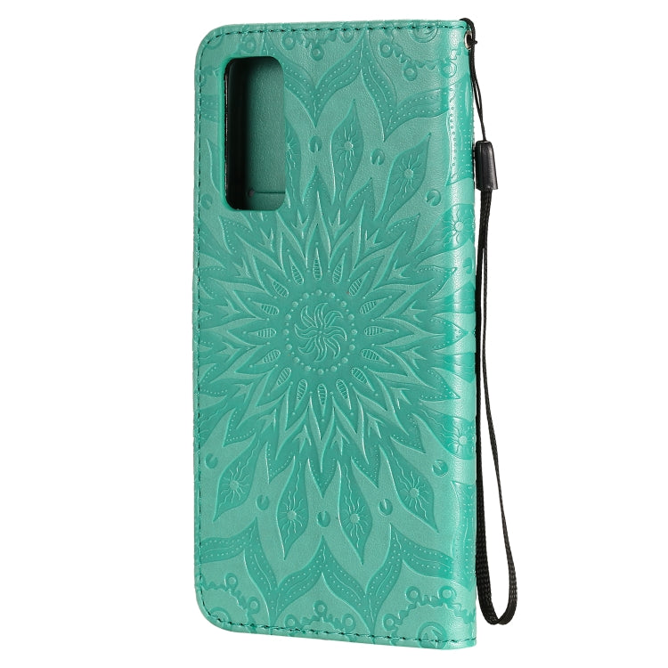 Embossed Sunflower Pattern Horizontal Flip PU Leather Case with Holder & Card Slots & Wallet & Lanyard, For Huawei Honor 30, For Huawei Honor Play 4T Pro, For Galaxy A21s