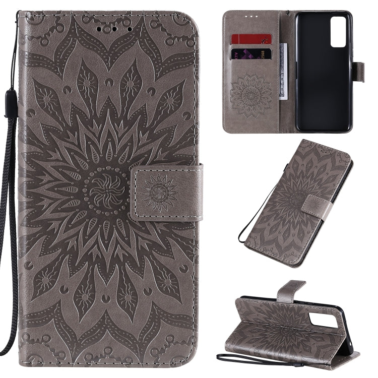 Embossed Sunflower Pattern Horizontal Flip PU Leather Case with Holder & Card Slots & Wallet & Lanyard, For Huawei Honor 30, For Huawei Honor Play 4T Pro, For Galaxy A21s