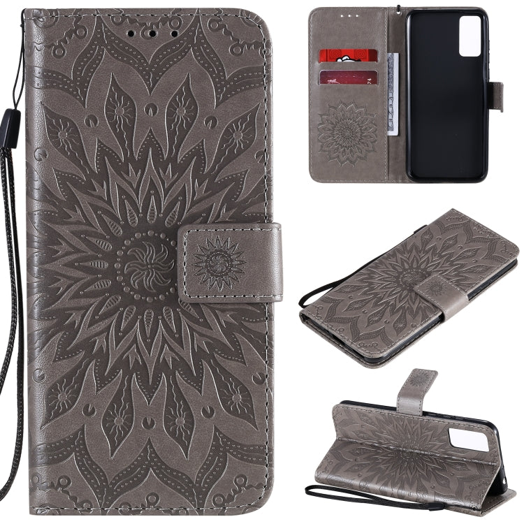 Embossed Sunflower Pattern Horizontal Flip PU Leather Case with Holder & Card Slots & Wallet & Lanyard, For Huawei Honor 30, For Huawei Honor Play 4T Pro, For Galaxy A21s
