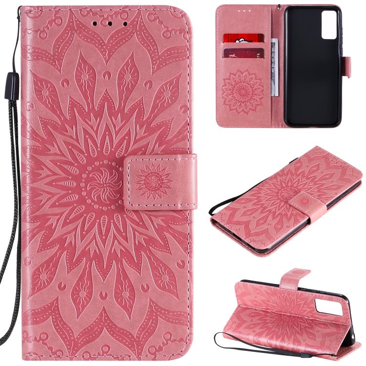 Embossed Sunflower Pattern Horizontal Flip PU Leather Case with Holder & Card Slots & Wallet & Lanyard, For Huawei Honor 30, For Huawei Honor Play 4T Pro, For Galaxy A21s