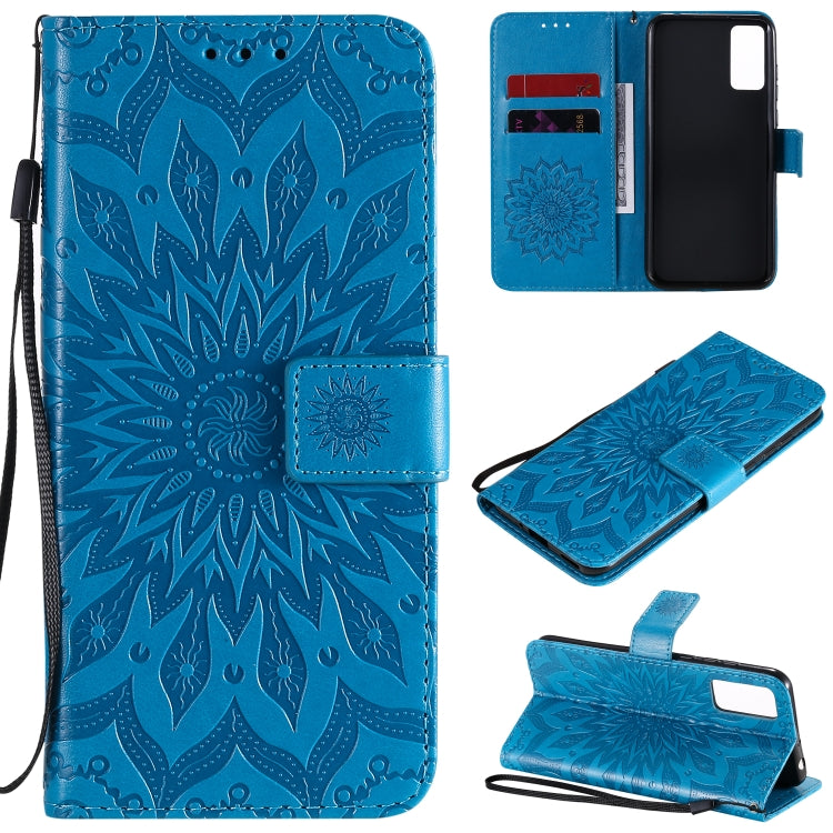 Embossed Sunflower Pattern Horizontal Flip PU Leather Case with Holder & Card Slots & Wallet & Lanyard, For Huawei Honor 30, For Huawei Honor Play 4T Pro, For Galaxy A21s