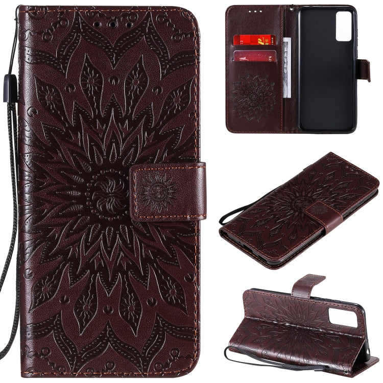 Embossed Sunflower Pattern Horizontal Flip PU Leather Case with Holder & Card Slots & Wallet & Lanyard, For Huawei Honor 30, For Huawei Honor Play 4T Pro, For Galaxy A21s