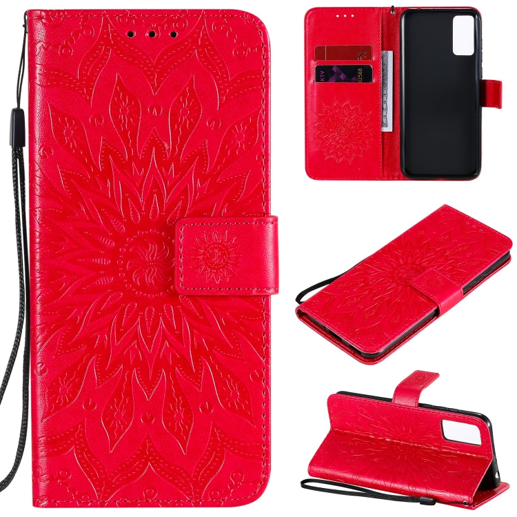 Embossed Sunflower Pattern Horizontal Flip PU Leather Case with Holder & Card Slots & Wallet & Lanyard, For Huawei Honor 30, For Huawei Honor Play 4T Pro, For Galaxy A21s