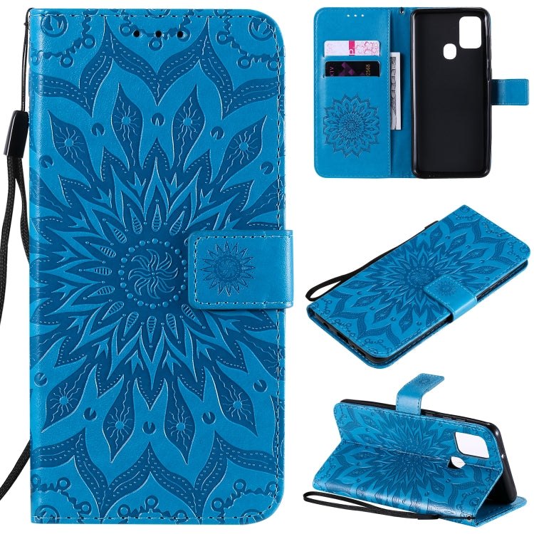 Embossed Sunflower Pattern Horizontal Flip PU Leather Case with Holder & Card Slots & Wallet & Lanyard, For Huawei Honor 30, For Huawei Honor Play 4T Pro, For Galaxy A21s