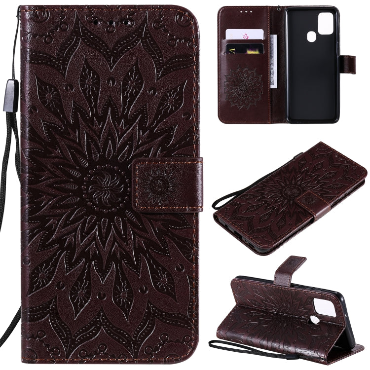 Embossed Sunflower Pattern Horizontal Flip PU Leather Case with Holder & Card Slots & Wallet & Lanyard, For Huawei Honor 30, For Huawei Honor Play 4T Pro, For Galaxy A21s