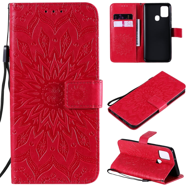 Embossed Sunflower Pattern Horizontal Flip PU Leather Case with Holder & Card Slots & Wallet & Lanyard, For Huawei Honor 30, For Huawei Honor Play 4T Pro, For Galaxy A21s