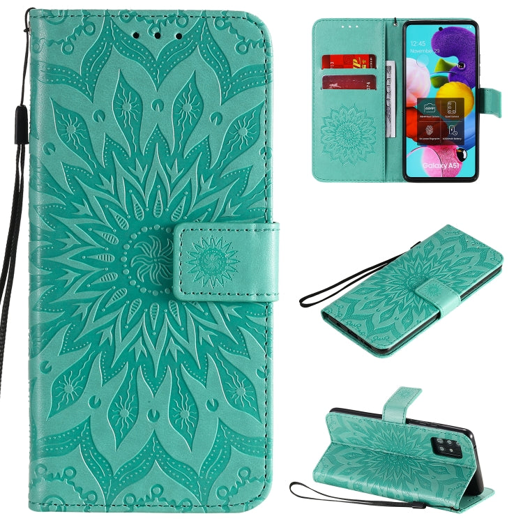 Embossed Sunflower Pattern Horizontal Flip PU Leather Case with Holder & Card Slots & Wallet & Lanyard, For Galaxy A51 5G, For Galaxy A71 5G, For Galaxy A11