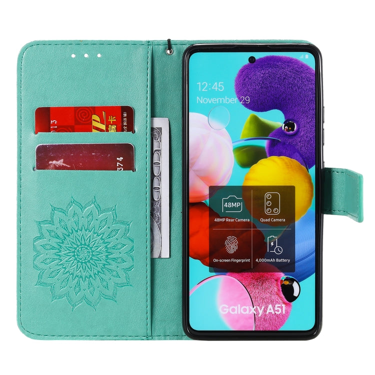 Embossed Sunflower Pattern Horizontal Flip PU Leather Case with Holder & Card Slots & Wallet & Lanyard, For Galaxy A51 5G, For Galaxy A71 5G, For Galaxy A11