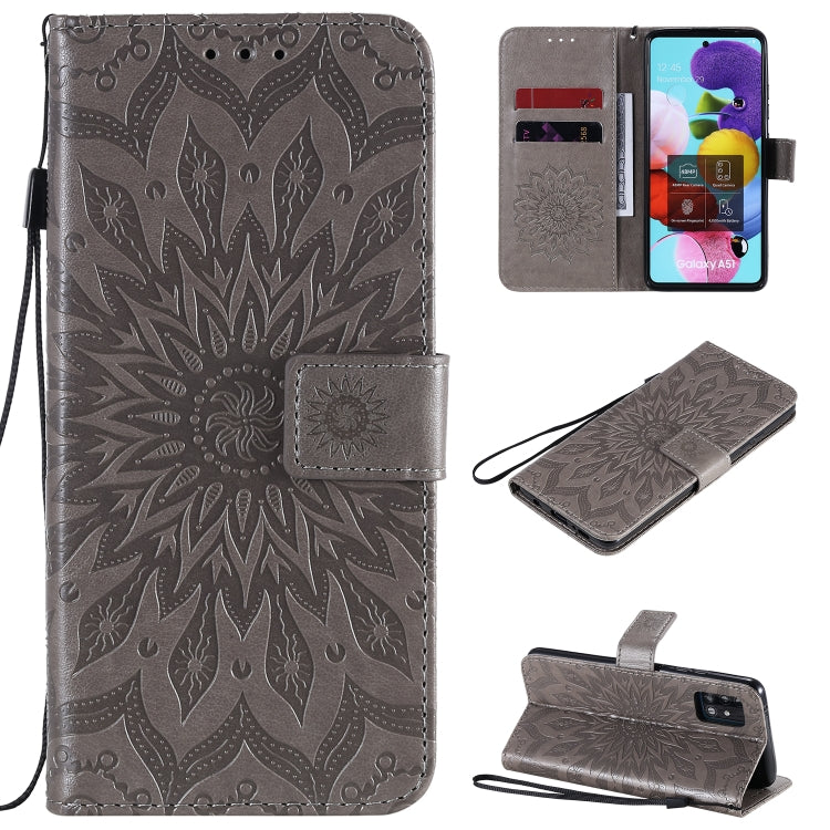 Embossed Sunflower Pattern Horizontal Flip PU Leather Case with Holder & Card Slots & Wallet & Lanyard, For Galaxy A51 5G, For Galaxy A71 5G, For Galaxy A11