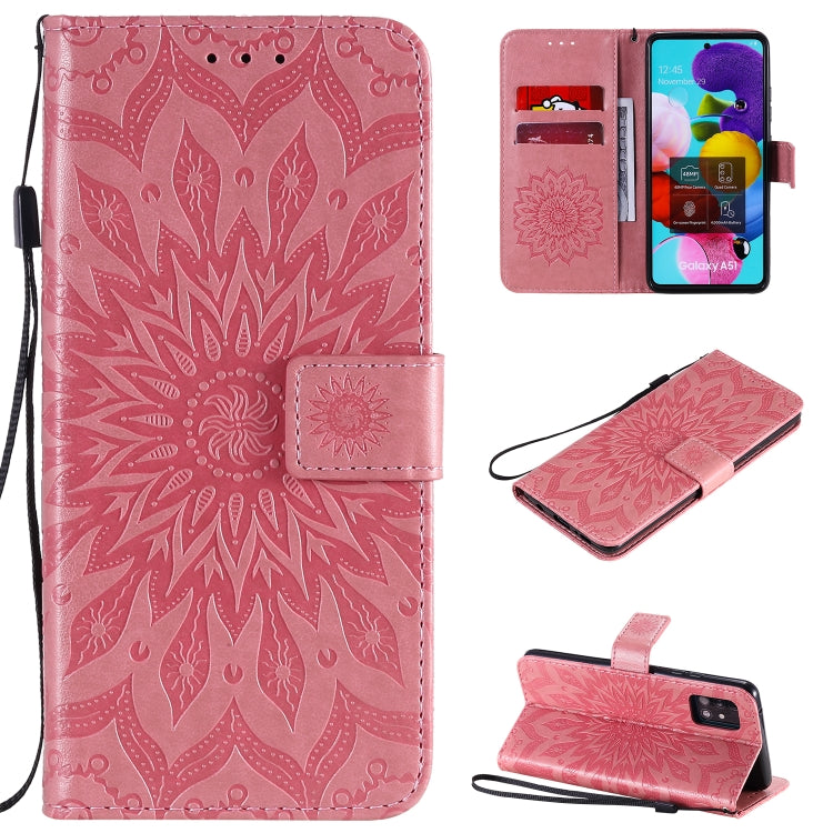 Embossed Sunflower Pattern Horizontal Flip PU Leather Case with Holder & Card Slots & Wallet & Lanyard, For Galaxy A51 5G, For Galaxy A71 5G, For Galaxy A11