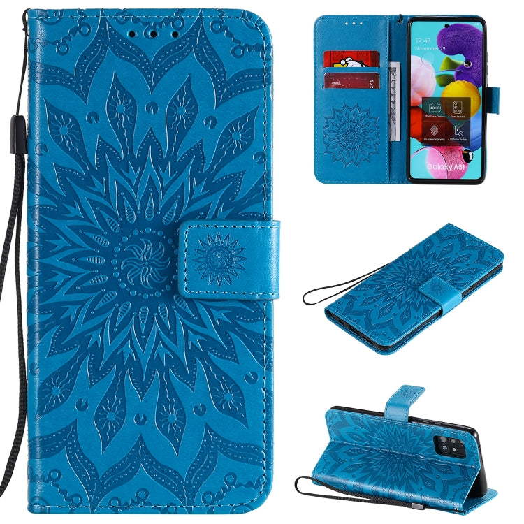 Embossed Sunflower Pattern Horizontal Flip PU Leather Case with Holder & Card Slots & Wallet & Lanyard, For Galaxy A51 5G, For Galaxy A71 5G, For Galaxy A11