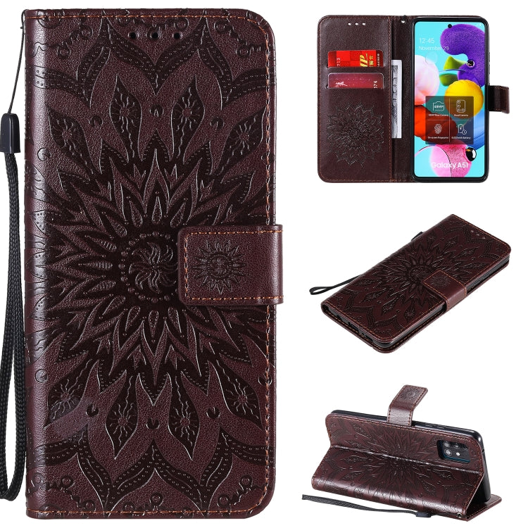 Embossed Sunflower Pattern Horizontal Flip PU Leather Case with Holder & Card Slots & Wallet & Lanyard, For Galaxy A51 5G, For Galaxy A71 5G, For Galaxy A11