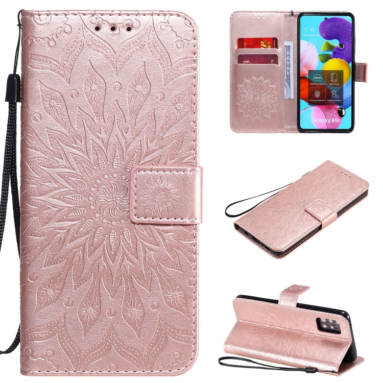 Embossed Sunflower Pattern Horizontal Flip PU Leather Case with Holder & Card Slots & Wallet & Lanyard, For Galaxy A51 5G, For Galaxy A71 5G, For Galaxy A11