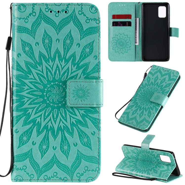 Embossed Sunflower Pattern Horizontal Flip PU Leather Case with Holder & Card Slots & Wallet & Lanyard, For Galaxy A51 5G, For Galaxy A71 5G, For Galaxy A11