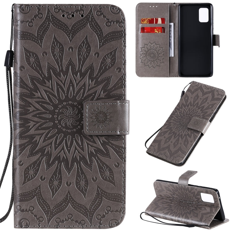 Embossed Sunflower Pattern Horizontal Flip PU Leather Case with Holder & Card Slots & Wallet & Lanyard, For Galaxy A51 5G, For Galaxy A71 5G, For Galaxy A11