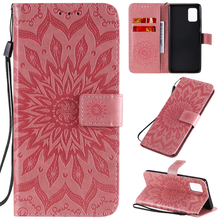 Embossed Sunflower Pattern Horizontal Flip PU Leather Case with Holder & Card Slots & Wallet & Lanyard, For Galaxy A51 5G, For Galaxy A71 5G, For Galaxy A11