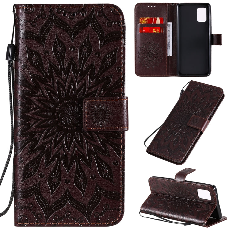 Embossed Sunflower Pattern Horizontal Flip PU Leather Case with Holder & Card Slots & Wallet & Lanyard, For Galaxy A51 5G, For Galaxy A71 5G, For Galaxy A11