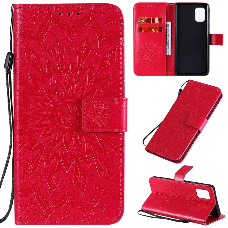 Embossed Sunflower Pattern Horizontal Flip PU Leather Case with Holder & Card Slots & Wallet & Lanyard, For Galaxy A51 5G, For Galaxy A71 5G, For Galaxy A11