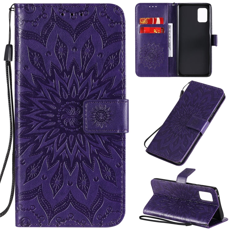 Embossed Sunflower Pattern Horizontal Flip PU Leather Case with Holder & Card Slots & Wallet & Lanyard, For Galaxy A51 5G, For Galaxy A71 5G, For Galaxy A11