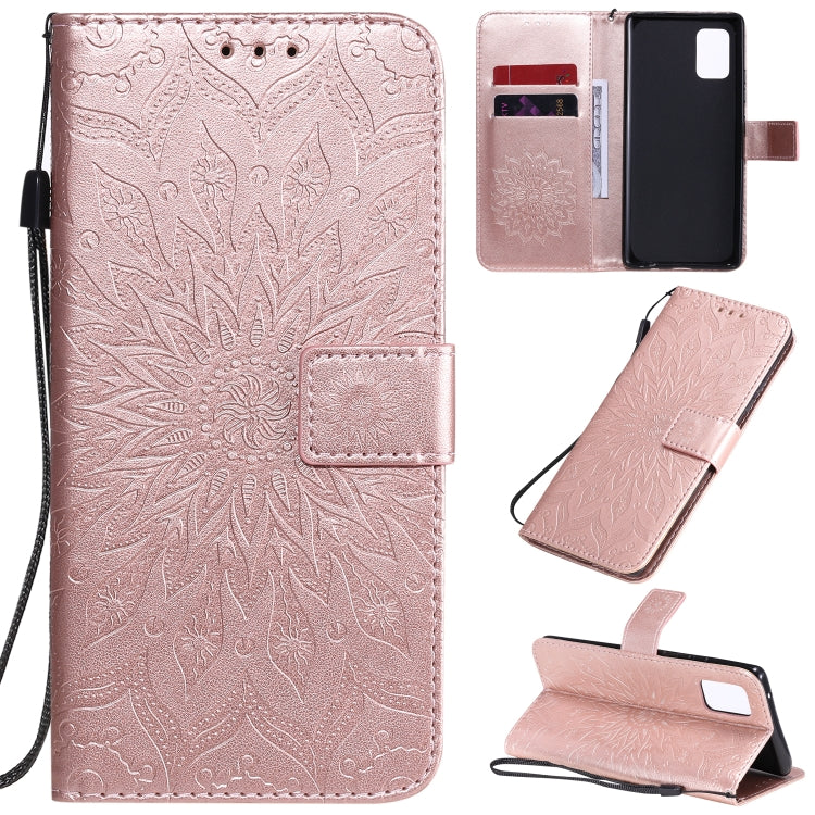 Embossed Sunflower Pattern Horizontal Flip PU Leather Case with Holder & Card Slots & Wallet & Lanyard, For Galaxy A51 5G, For Galaxy A71 5G, For Galaxy A11