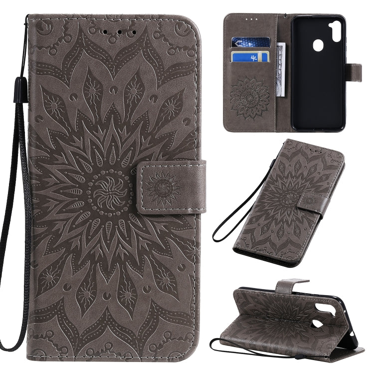 Embossed Sunflower Pattern Horizontal Flip PU Leather Case with Holder & Card Slots & Wallet & Lanyard, For Galaxy A51 5G, For Galaxy A71 5G, For Galaxy A11