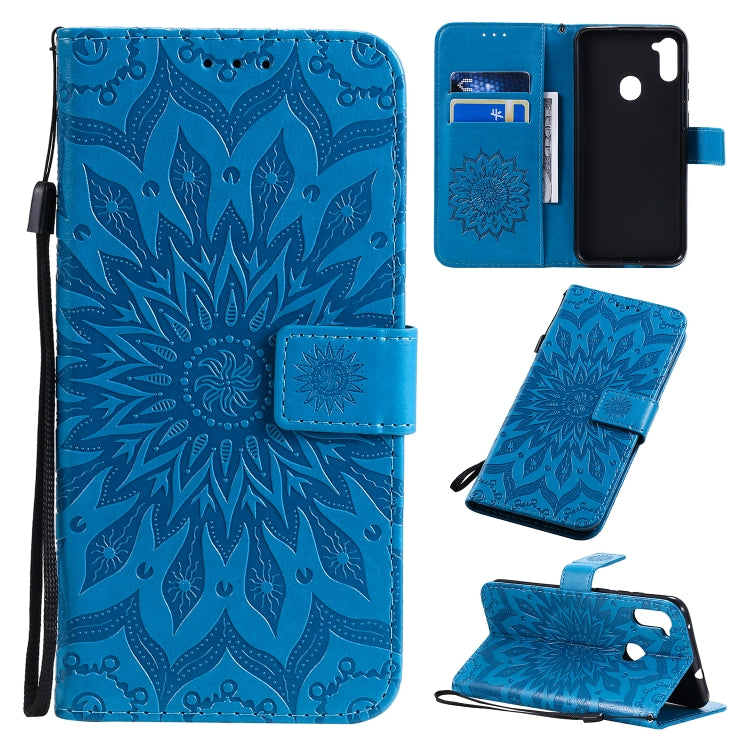 Embossed Sunflower Pattern Horizontal Flip PU Leather Case with Holder & Card Slots & Wallet & Lanyard, For Galaxy A51 5G, For Galaxy A71 5G, For Galaxy A11