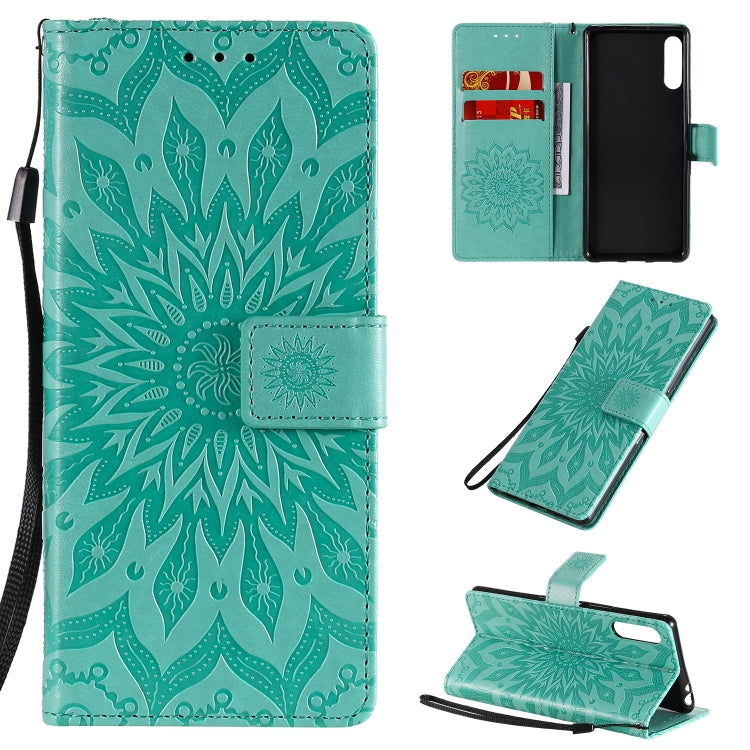 Embossed Sunflower Pattern Horizontal Flip PU Leather Case with Holder & Card Slots & Wallet & Lanyard, For Sony Xperia L4, For Sony Xperia 10 II