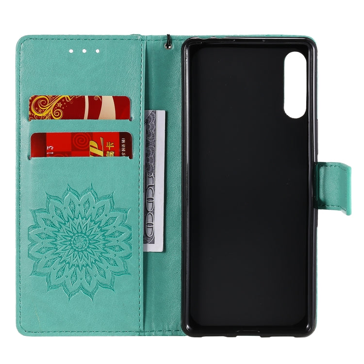 Embossed Sunflower Pattern Horizontal Flip PU Leather Case with Holder & Card Slots & Wallet & Lanyard, For Sony Xperia L4, For Sony Xperia 10 II
