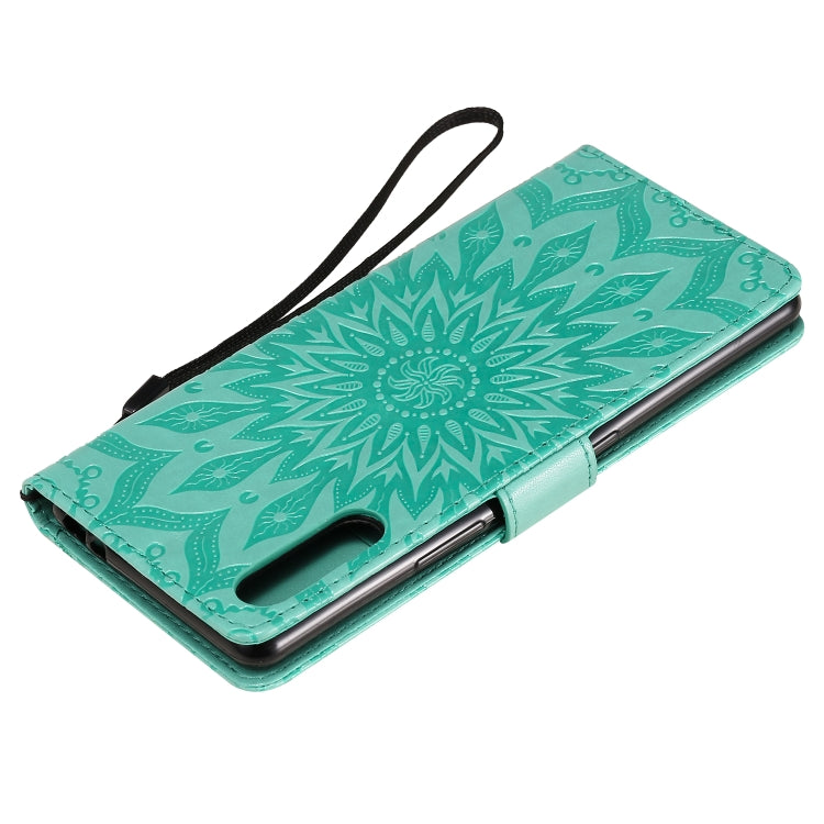 Embossed Sunflower Pattern Horizontal Flip PU Leather Case with Holder & Card Slots & Wallet & Lanyard, For Sony Xperia L4, For Sony Xperia 10 II
