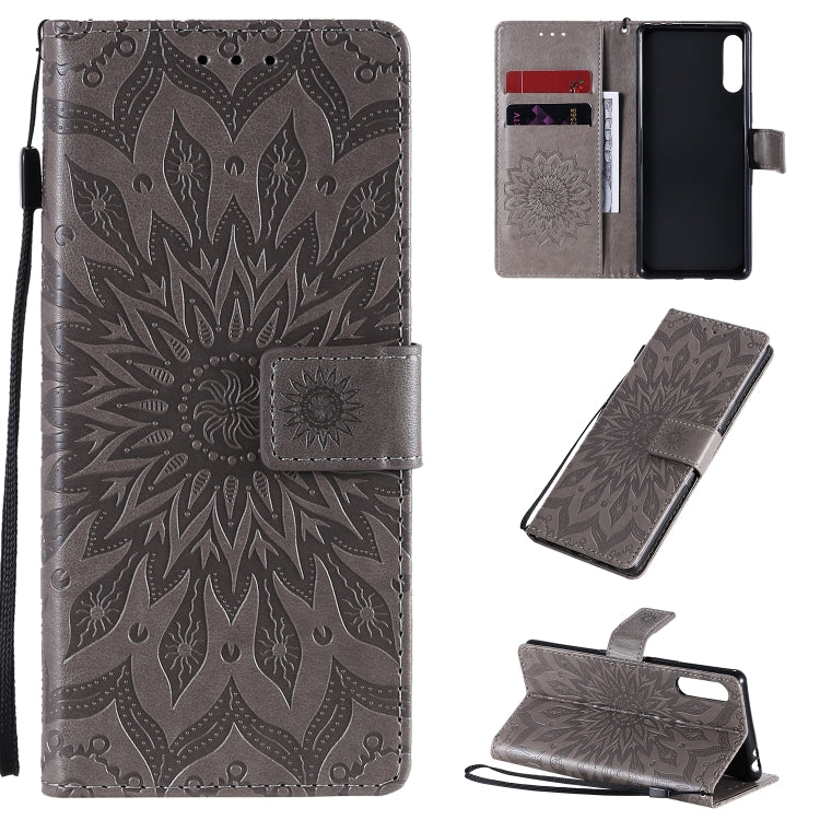 Embossed Sunflower Pattern Horizontal Flip PU Leather Case with Holder & Card Slots & Wallet & Lanyard, For Sony Xperia L4, For Sony Xperia 10 II