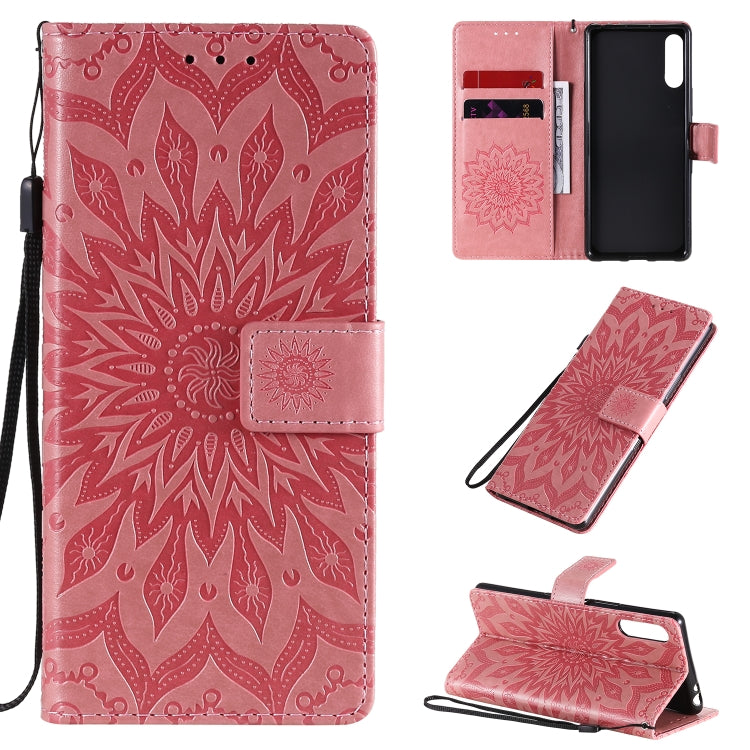 Embossed Sunflower Pattern Horizontal Flip PU Leather Case with Holder & Card Slots & Wallet & Lanyard, For Sony Xperia L4, For Sony Xperia 10 II