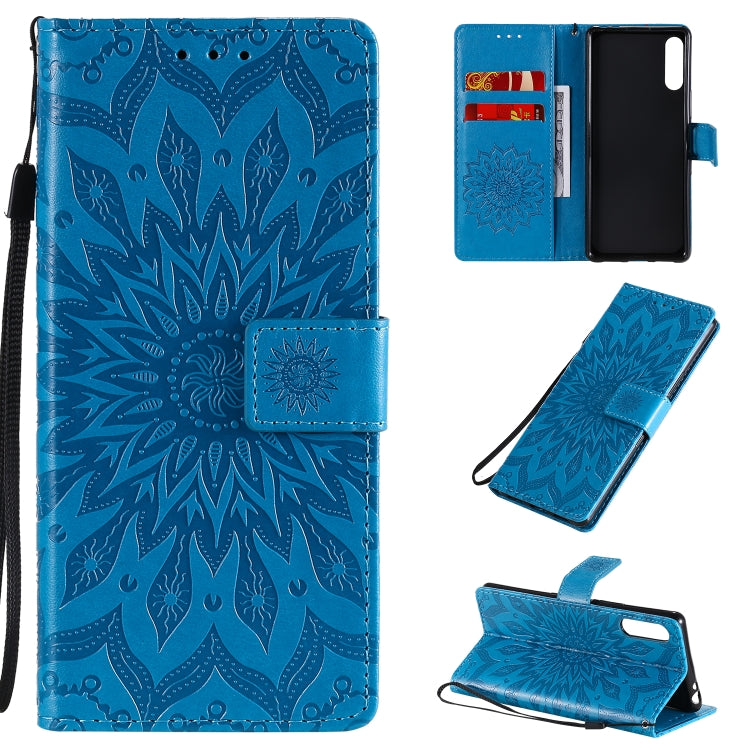 Embossed Sunflower Pattern Horizontal Flip PU Leather Case with Holder & Card Slots & Wallet & Lanyard, For Sony Xperia L4, For Sony Xperia 10 II