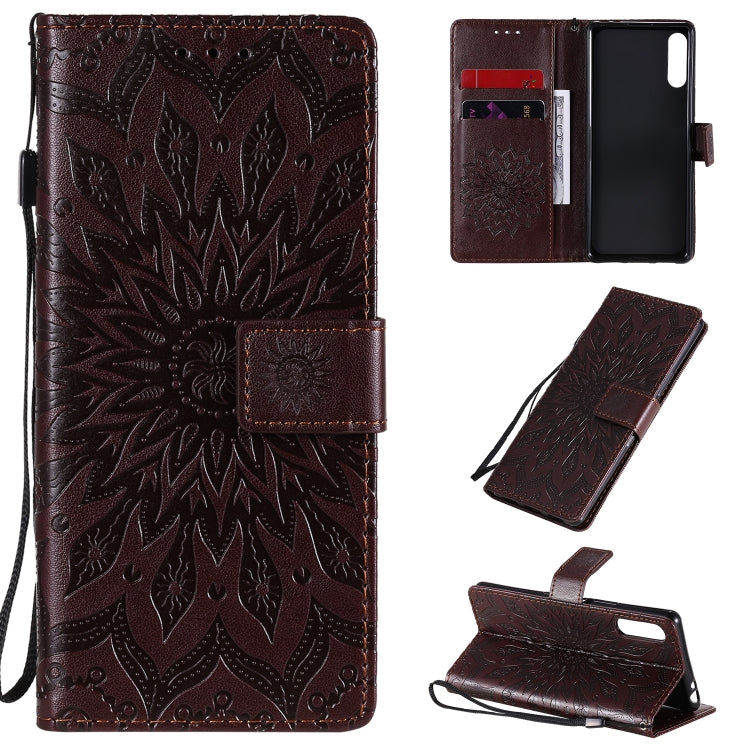 Embossed Sunflower Pattern Horizontal Flip PU Leather Case with Holder & Card Slots & Wallet & Lanyard, For Sony Xperia L4, For Sony Xperia 10 II