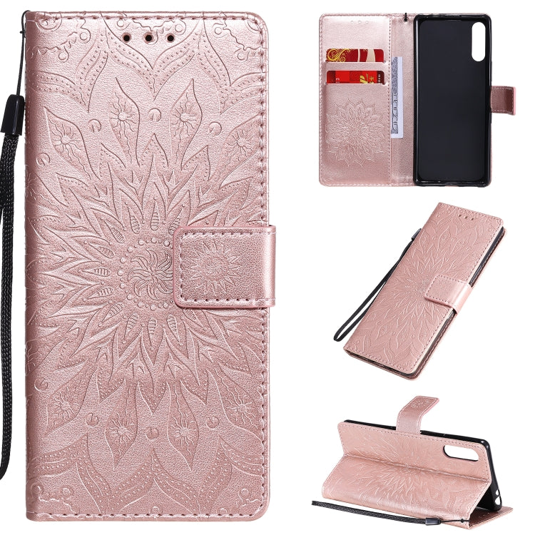 Embossed Sunflower Pattern Horizontal Flip PU Leather Case with Holder & Card Slots & Wallet & Lanyard, For Sony Xperia L4, For Sony Xperia 10 II