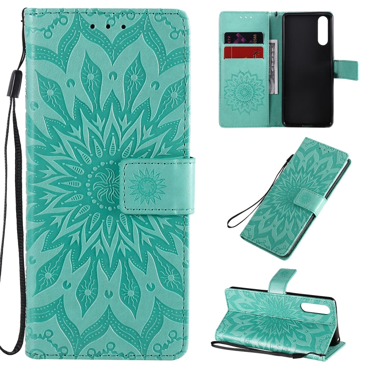 Embossed Sunflower Pattern Horizontal Flip PU Leather Case with Holder & Card Slots & Wallet & Lanyard, For Sony Xperia L4, For Sony Xperia 10 II
