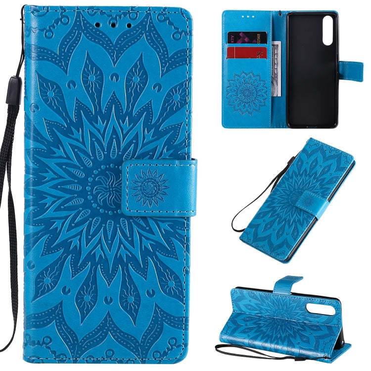 Embossed Sunflower Pattern Horizontal Flip PU Leather Case with Holder & Card Slots & Wallet & Lanyard, For Sony Xperia L4, For Sony Xperia 10 II