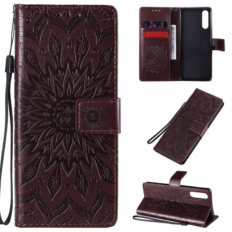 Embossed Sunflower Pattern Horizontal Flip PU Leather Case with Holder & Card Slots & Wallet & Lanyard, For Sony Xperia L4, For Sony Xperia 10 II