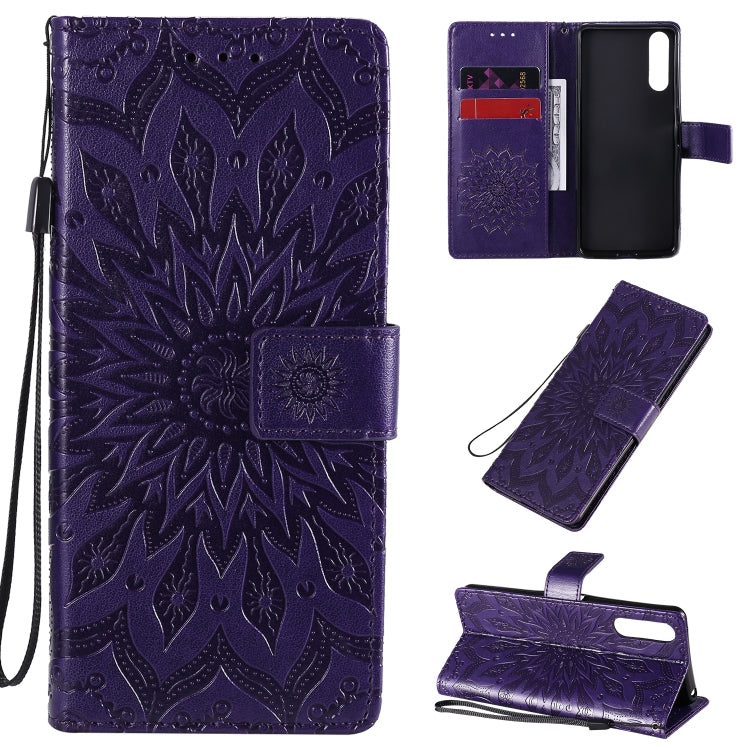Embossed Sunflower Pattern Horizontal Flip PU Leather Case with Holder & Card Slots & Wallet & Lanyard, For Sony Xperia L4, For Sony Xperia 10 II
