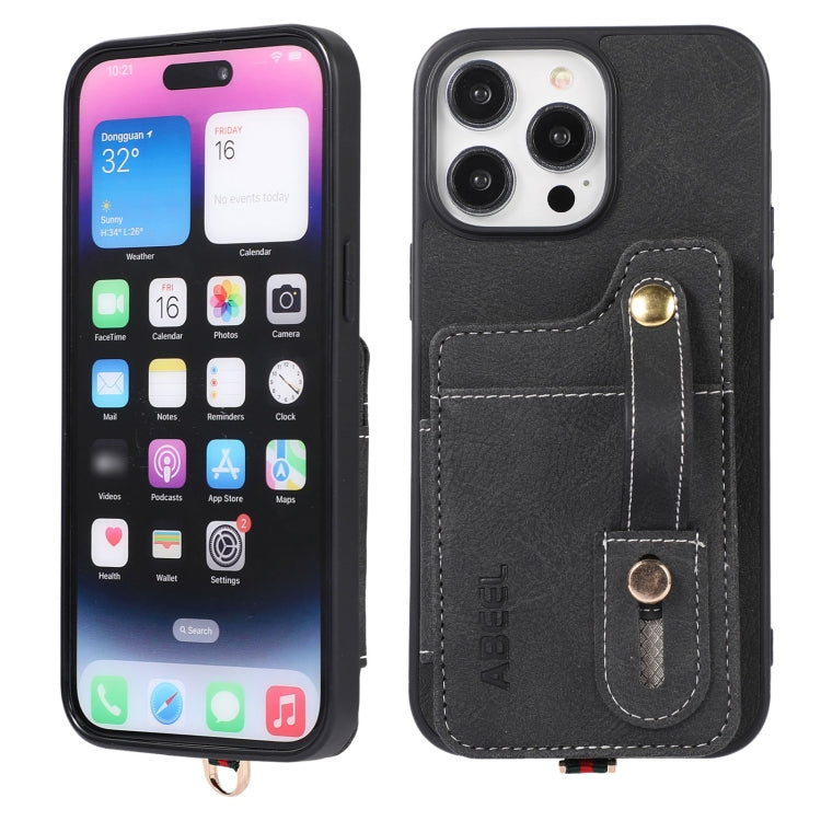 ABEEL Litchi Texture Card Bag PU Phone Case, For iPhone 15 Pro Max, For iPhone 15 Pro, For iPhone 15 Plus, For iPhone 15, For iPhone 14 Plus, For iPhone 14