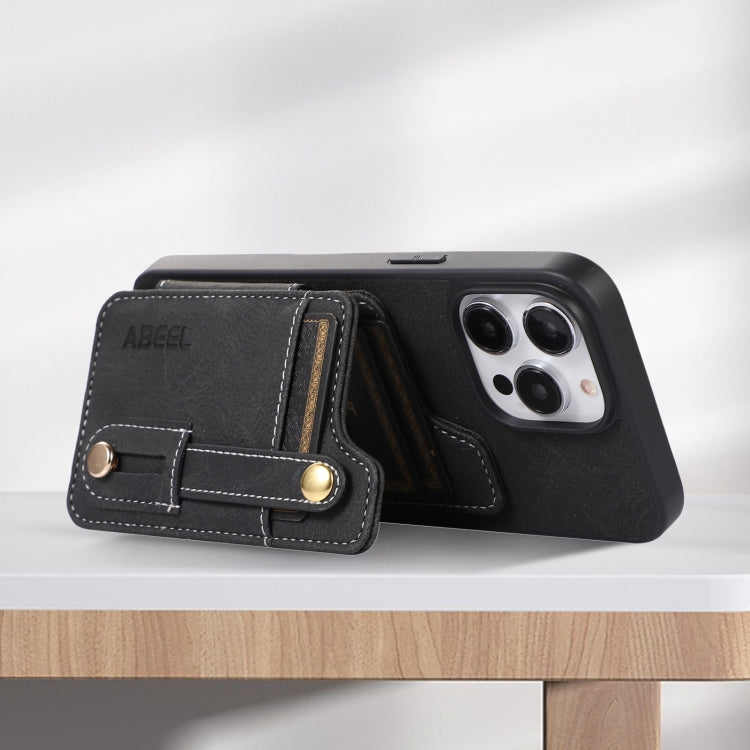 ABEEL Litchi Texture Card Bag PU Phone Case, For iPhone 15 Pro Max, For iPhone 15 Pro, For iPhone 15 Plus, For iPhone 15, For iPhone 14 Plus, For iPhone 14