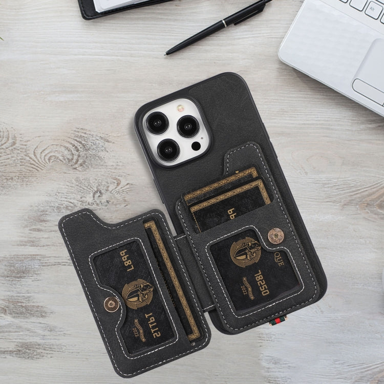 ABEEL Litchi Texture Card Bag PU Phone Case, For iPhone 15 Pro Max, For iPhone 15 Pro, For iPhone 15 Plus, For iPhone 15, For iPhone 14 Plus, For iPhone 14