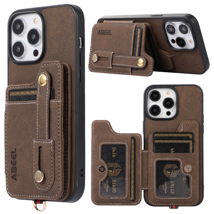 ABEEL Litchi Texture Card Bag PU Phone Case, For iPhone 15 Pro Max, For iPhone 15 Pro, For iPhone 15 Plus, For iPhone 15, For iPhone 14 Plus, For iPhone 14