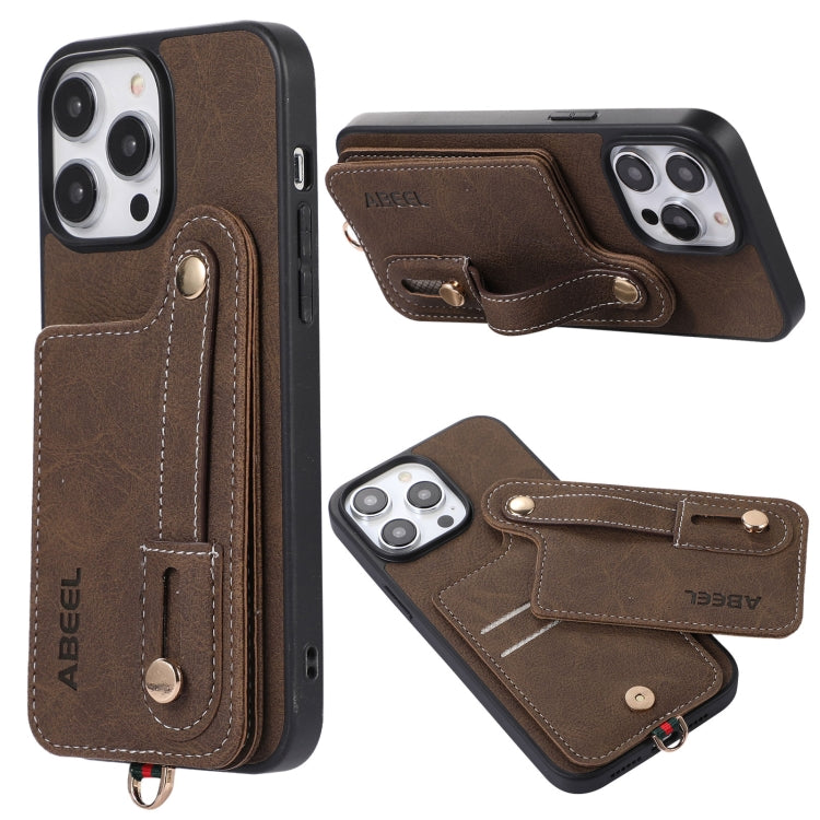 ABEEL Litchi Texture Card Bag PU Phone Case, For iPhone 15 Pro Max, For iPhone 15 Pro, For iPhone 15 Plus, For iPhone 15, For iPhone 14 Plus, For iPhone 14