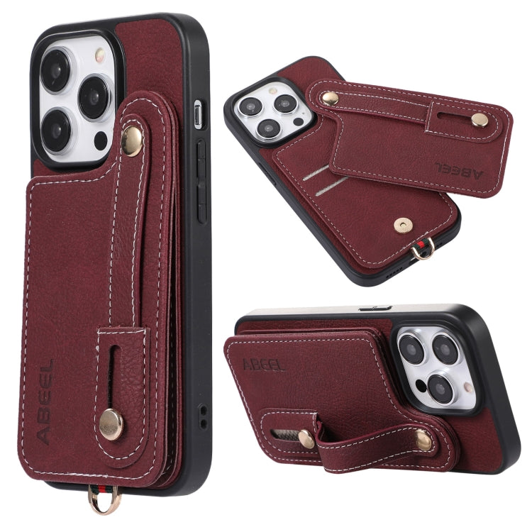 ABEEL Litchi Texture Card Bag PU Phone Case, For iPhone 15 Pro Max, For iPhone 15 Pro, For iPhone 15 Plus, For iPhone 15, For iPhone 14 Plus, For iPhone 14