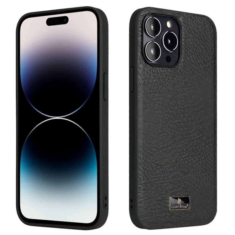 Fierre Shann Leather Texture Phone Back Cover Case, For iPhone 15 Pro Max, For iPhone 15 Pro, For iPhone 15 Plus, For iPhone 15