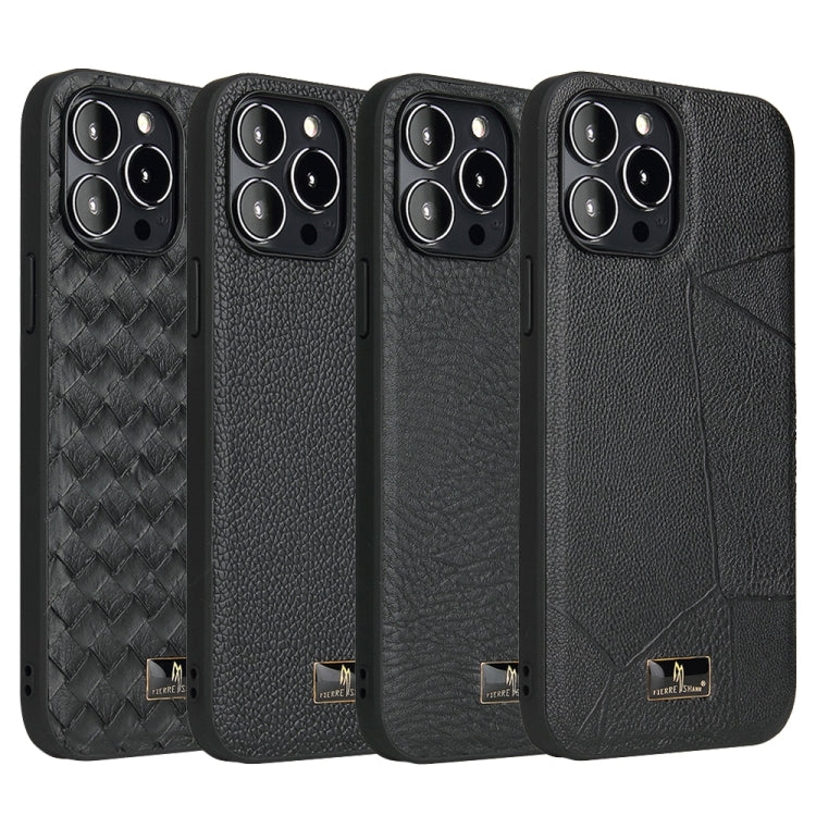 Fierre Shann Leather Texture Phone Back Cover Case, For iPhone 15 Pro Max, For iPhone 15 Pro, For iPhone 15 Plus, For iPhone 15