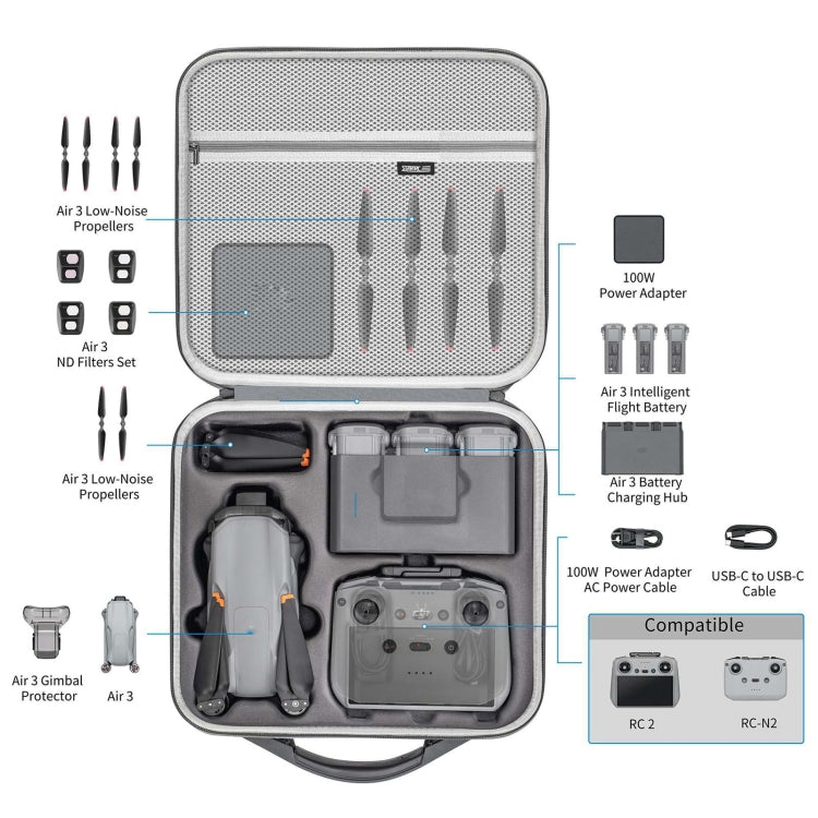 STARTRC Shoulder Storage Bag PU Handbag, For DJI Air 3 / RC 2 / RC-N2