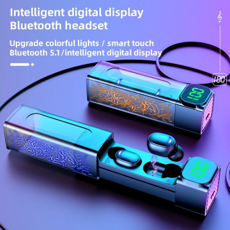 E50 Colorful Light Intelligent Digital Display Bluetooth Earphones, E50