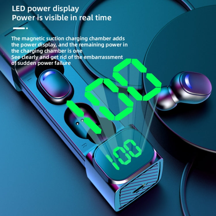 E50 Colorful Light Intelligent Digital Display Bluetooth Earphones, E50